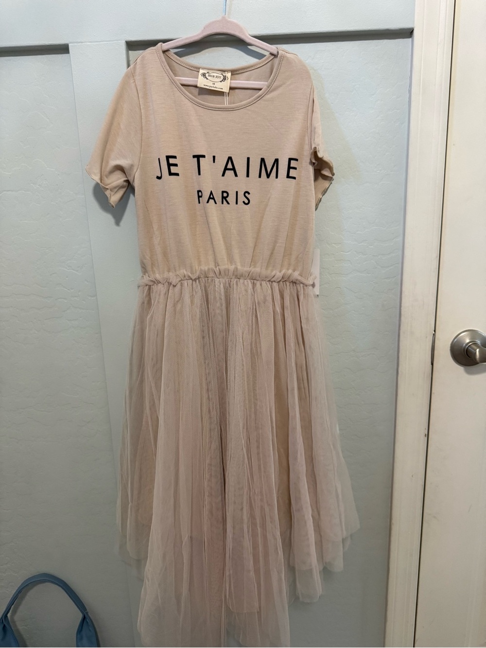 Joyfolie Beige 'Je T'aime Paris' Tulle Dress